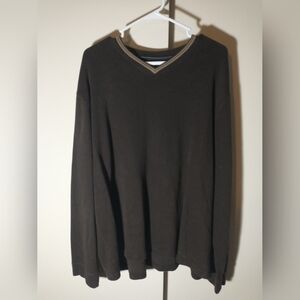 Faded Glory (RN#87986) Brown Long-Sleeved V-Neck Shirt - Size 2XL